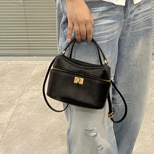 Matte Cowhide Lunch Box Large Capacity Crossbody Bags