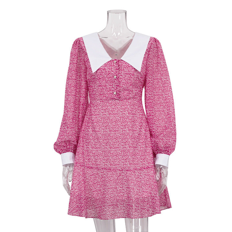 Early Autumn Doll Collar Slimming Long Dresses