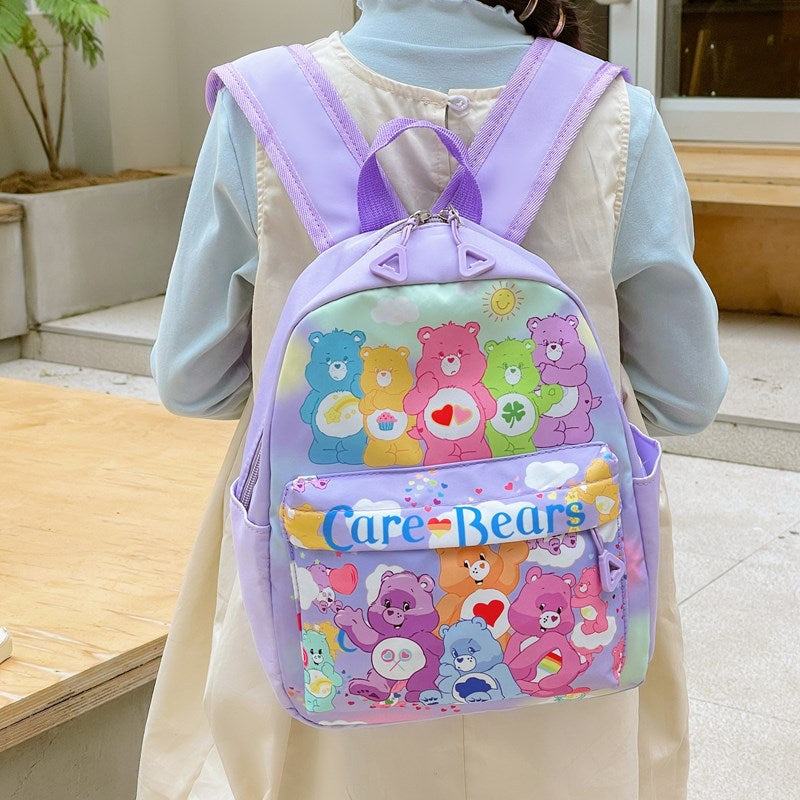 Cartoon Rainbow Bear Boys Double Back Kindergarten School Bags