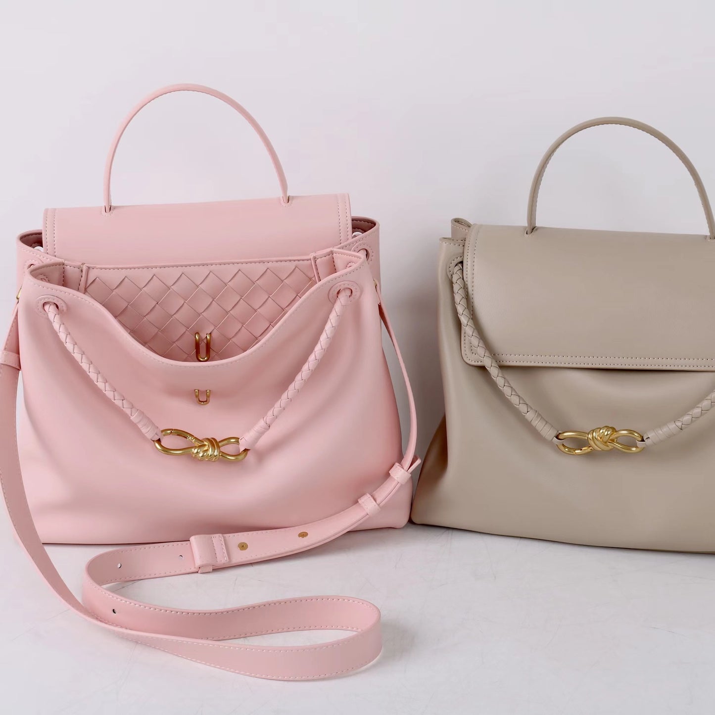 Glossy Cowhide Bow Metal Bends Hitches Handbags