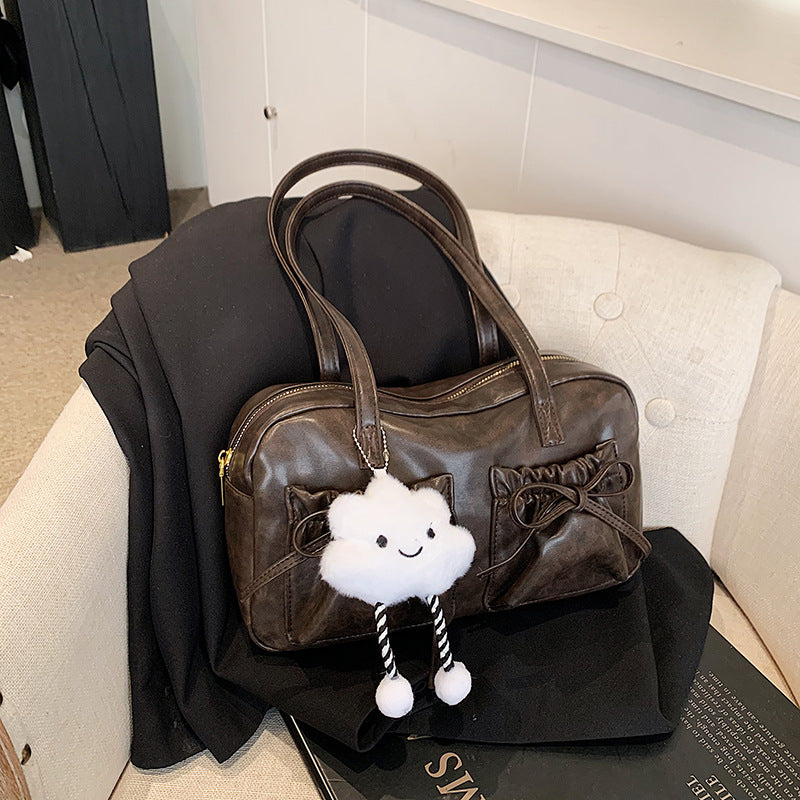 Women's Style Fashion Bow Pleated Glossy Underarm Bags