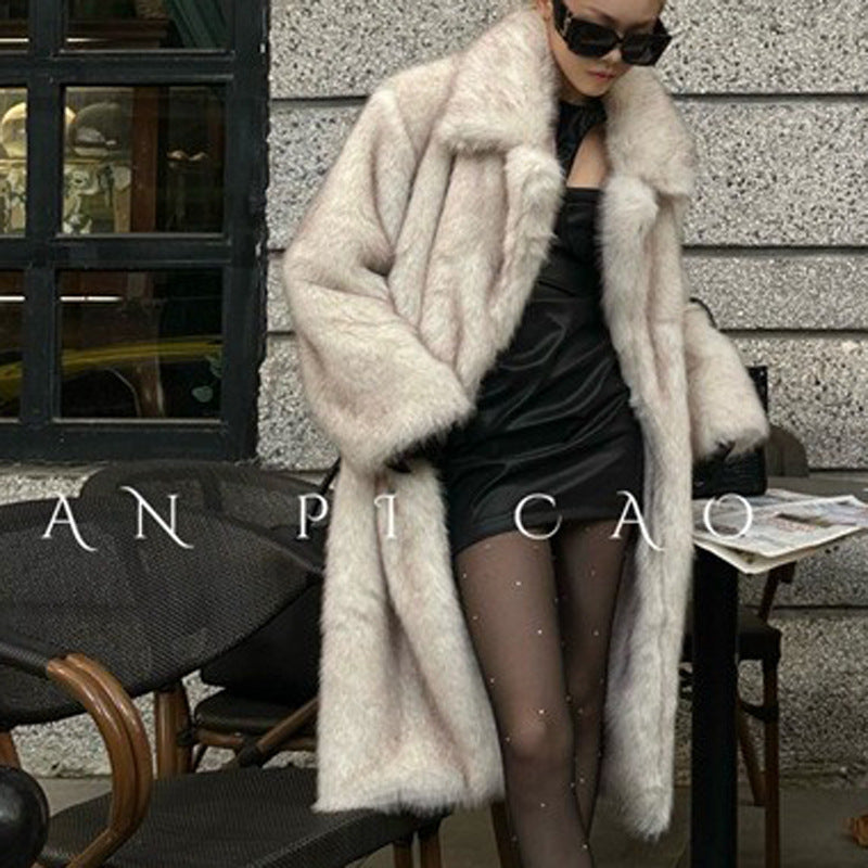 Women's Environmental Protection Long Leopard Print Collar Coats