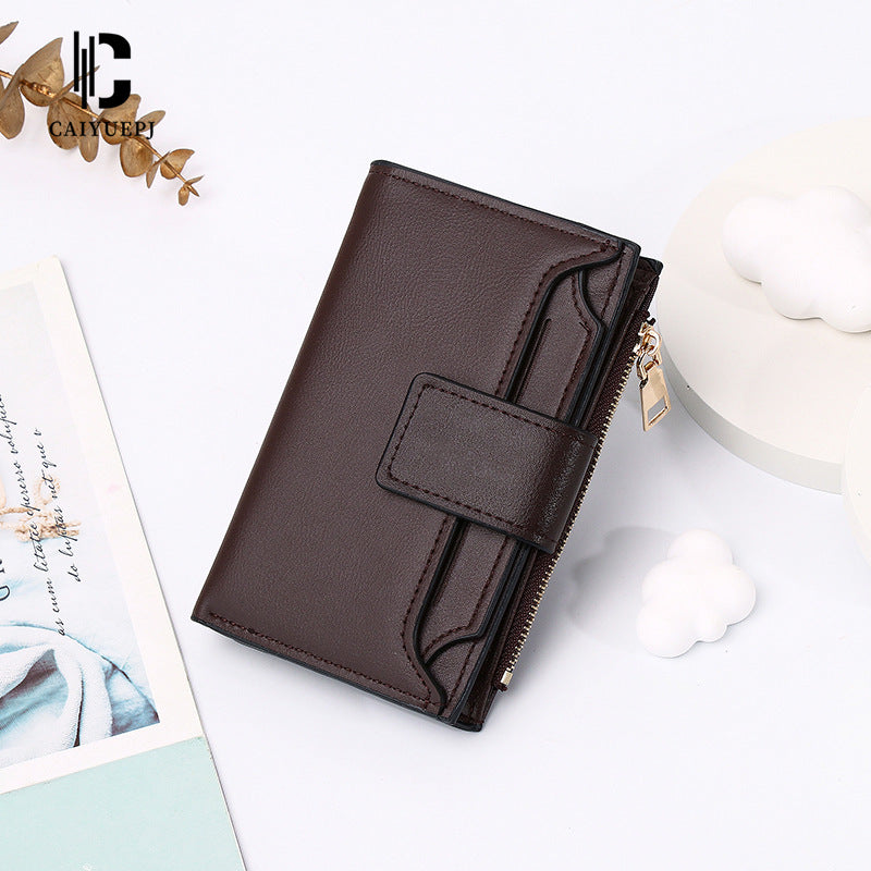 Women's Short Large Capacity Folding Zipper Multiple Ladies Wallets