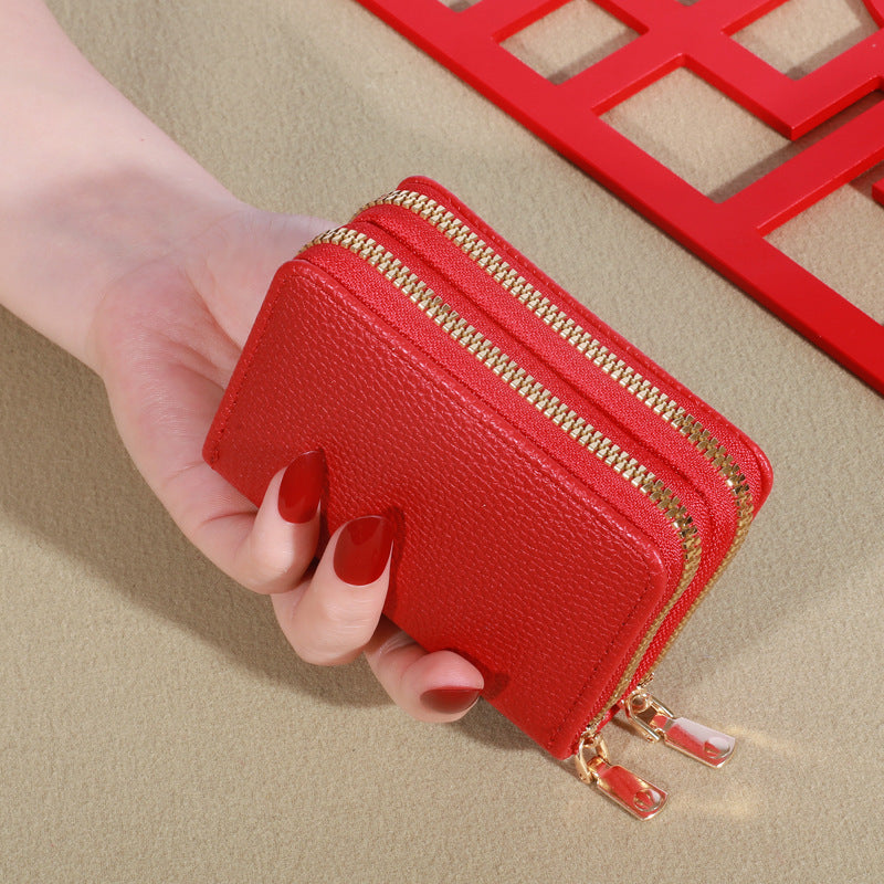 Women's Short Korean Lychee Pattern Clutch Ladies Wallets