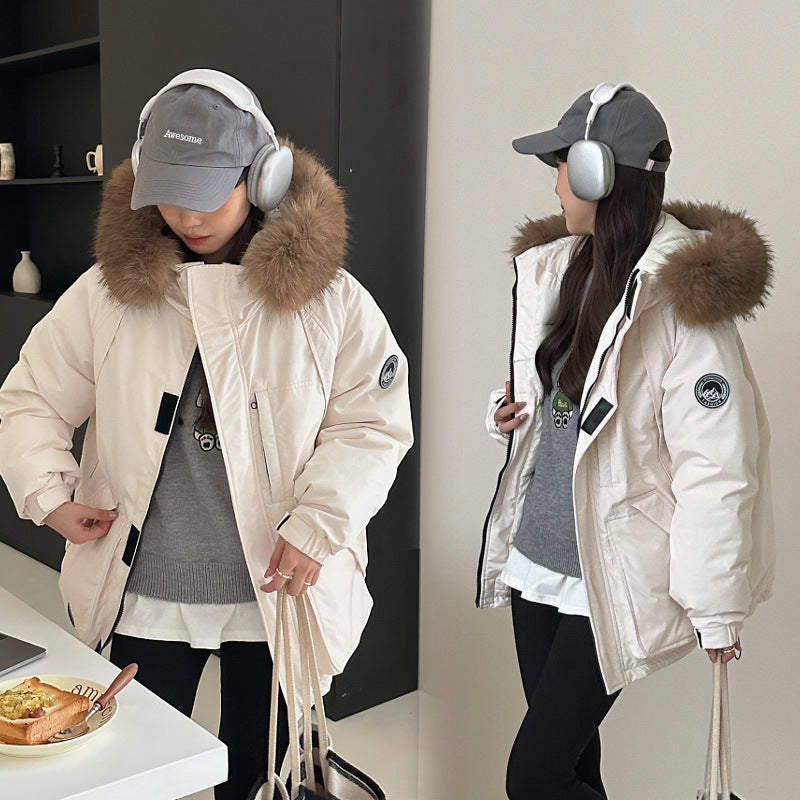 Women's Winter Small Couple Down Big Fur Coats