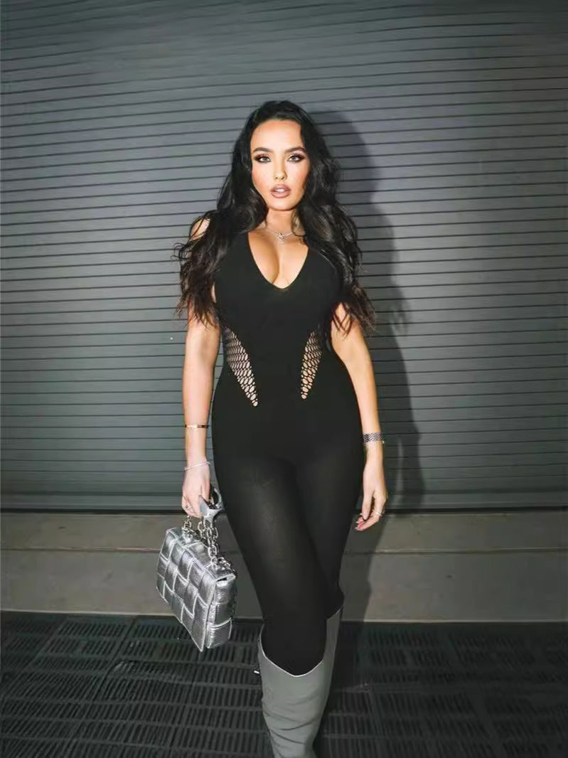 Women's Nylon High Elastic Halter Sleeveless Slim Yoga Seamless Jumpsuits