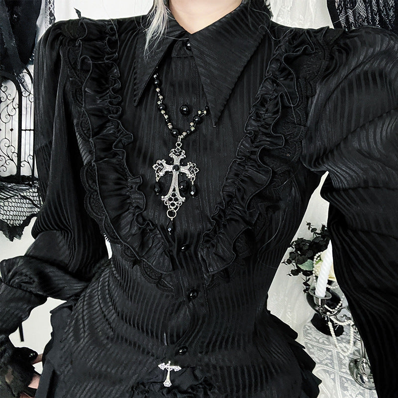 Striped Satin Shirt Asian Culture Summer Blouses