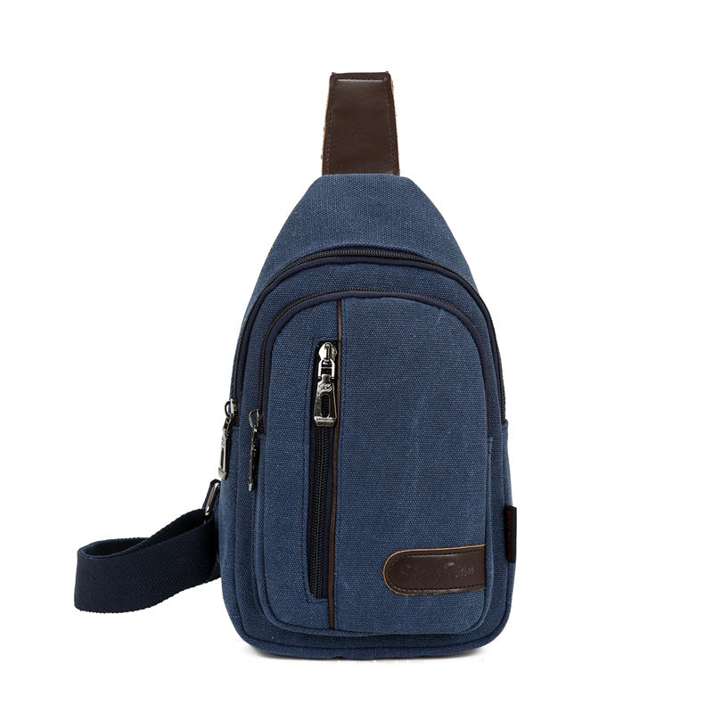 Men's Retro Canvas Fashion Stitching Practical Men's Chest Bags