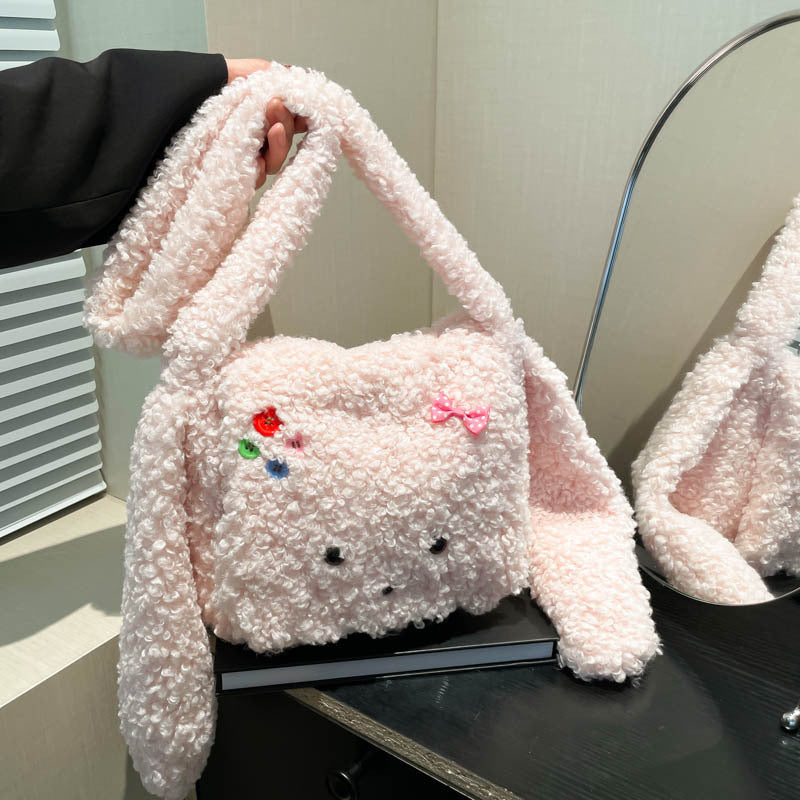 Cartoon Puppy Plush Cute Versatile Large Crossbody Bags