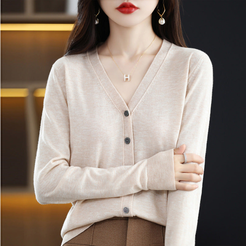 Women's Knitted Korean Style Button Solid Color Knitwear