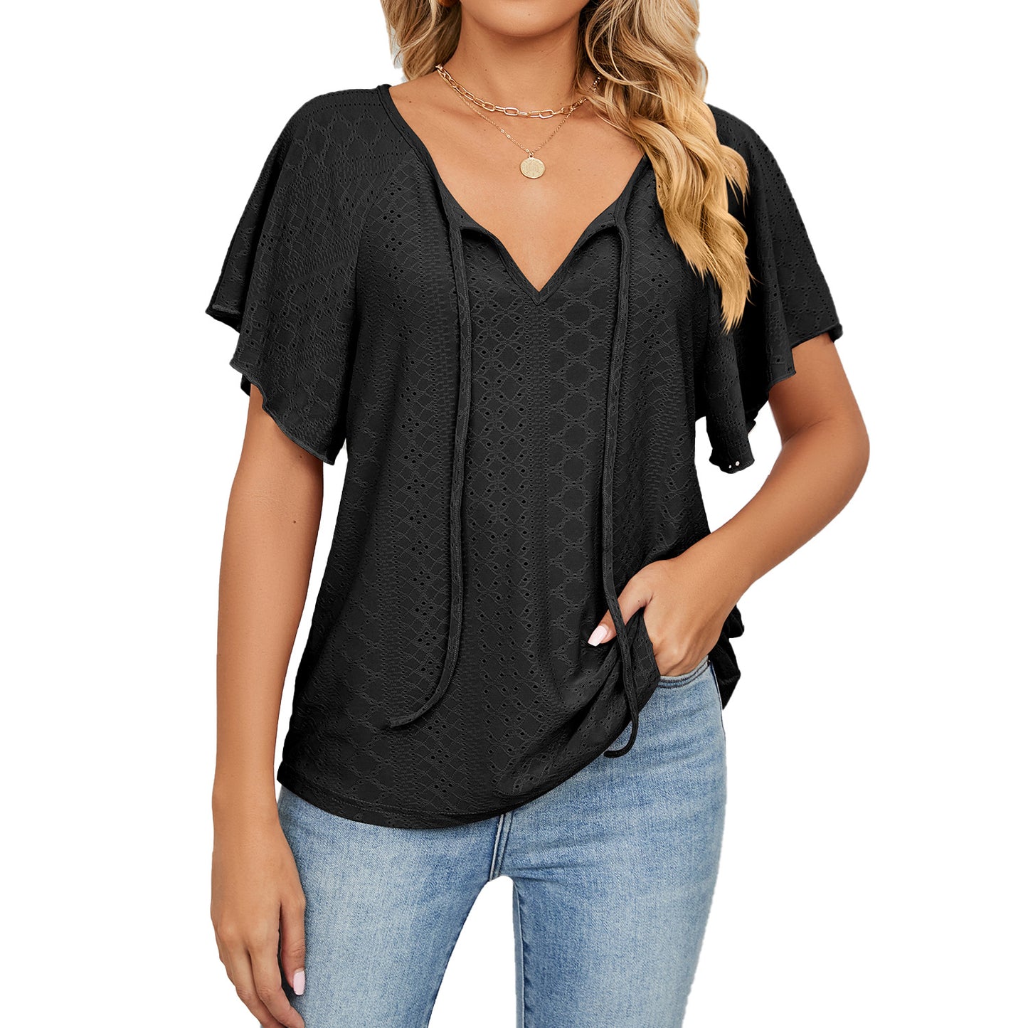 Unique Women's Solid Color Sleeve Loose Tops