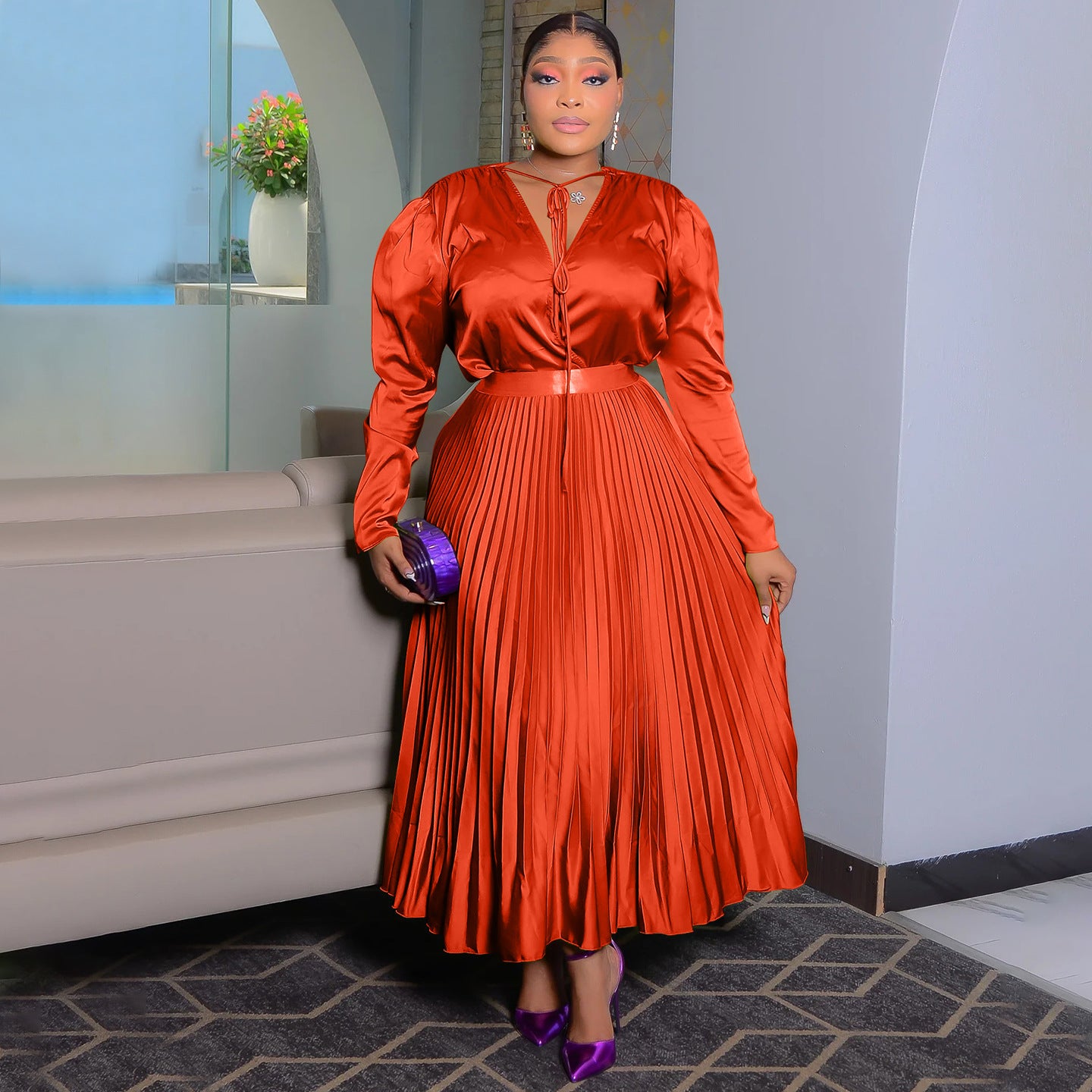 Women's Autumn Clothes Pure Color Tied Elegant Suits
