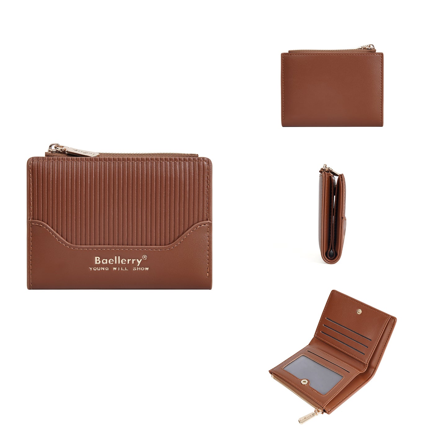 Women's Short Striped Zipper High Sense Female Ladies Wallets