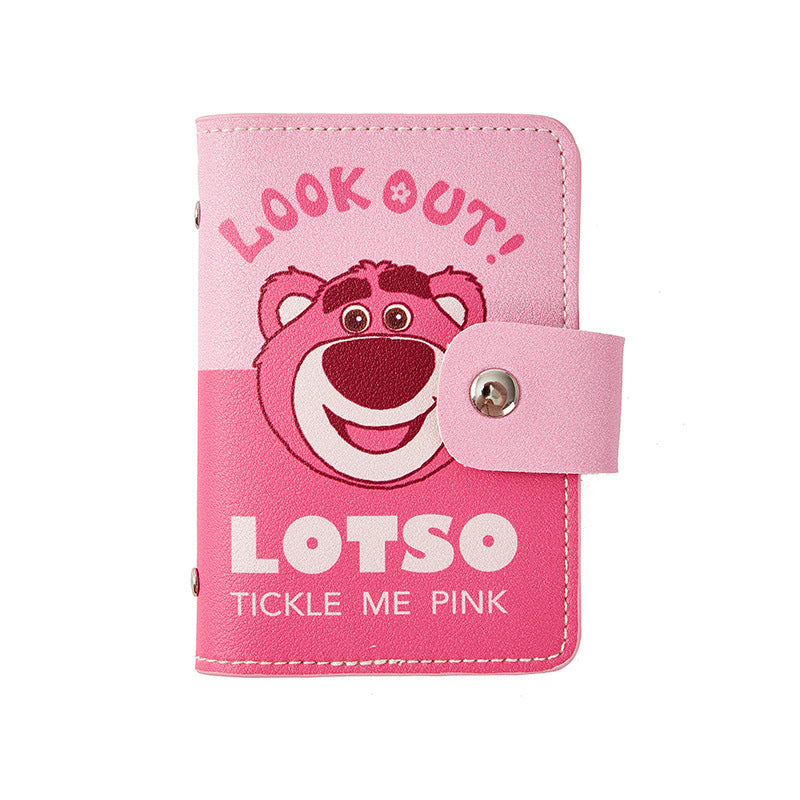 Cute Mini Strawberry Bear Pooh Large Card Holder