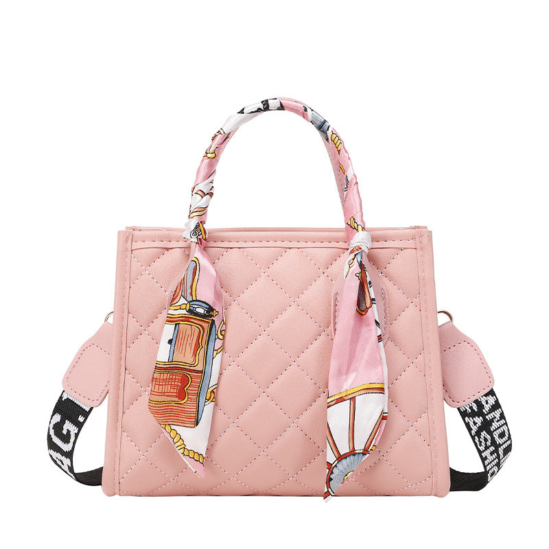 Women's Fashion Rhombus Embroidered Silk Scarf Girdle Crossbody Bags