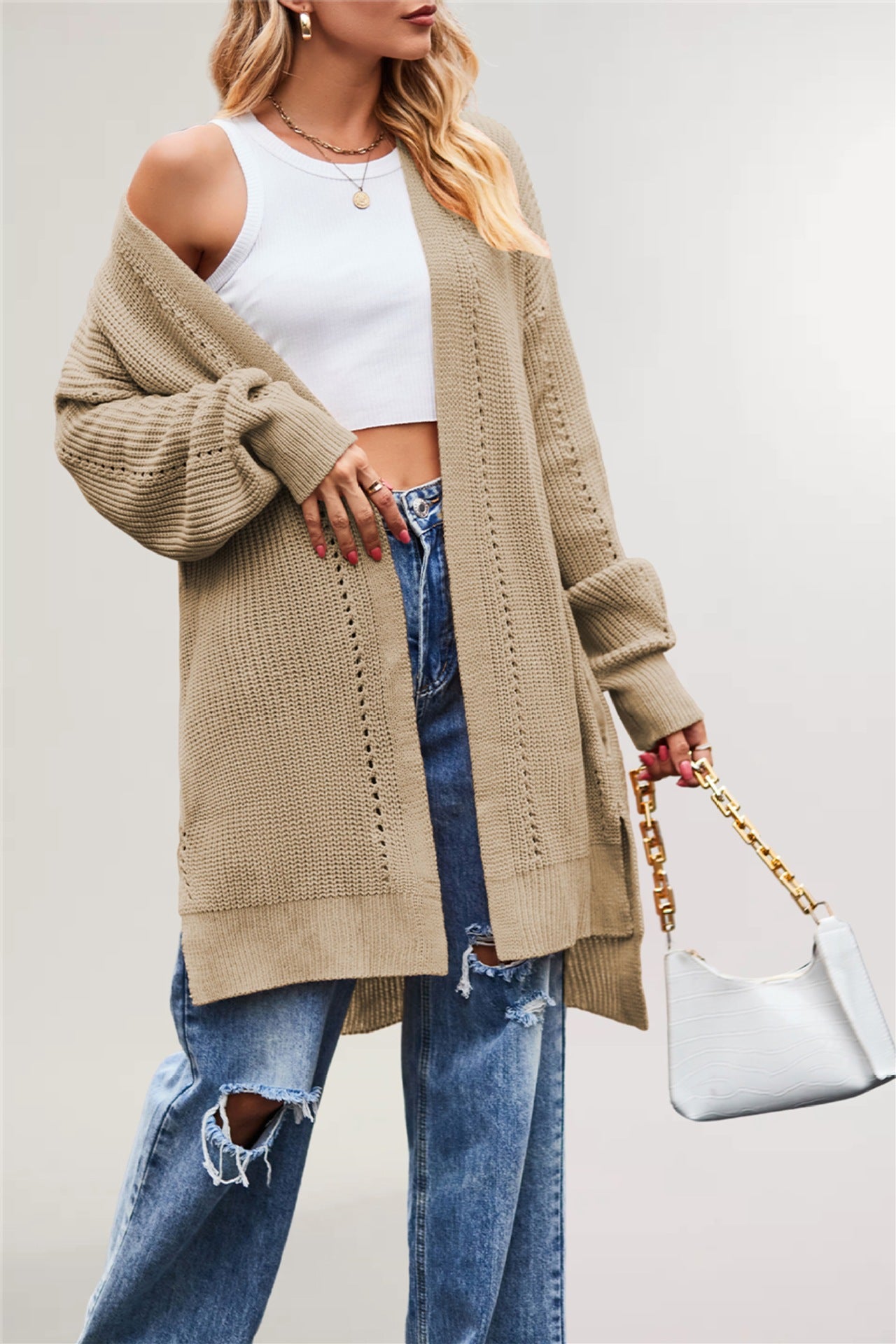 Women's Winter Autumn Solid Color Baggy Pocket Sweaters