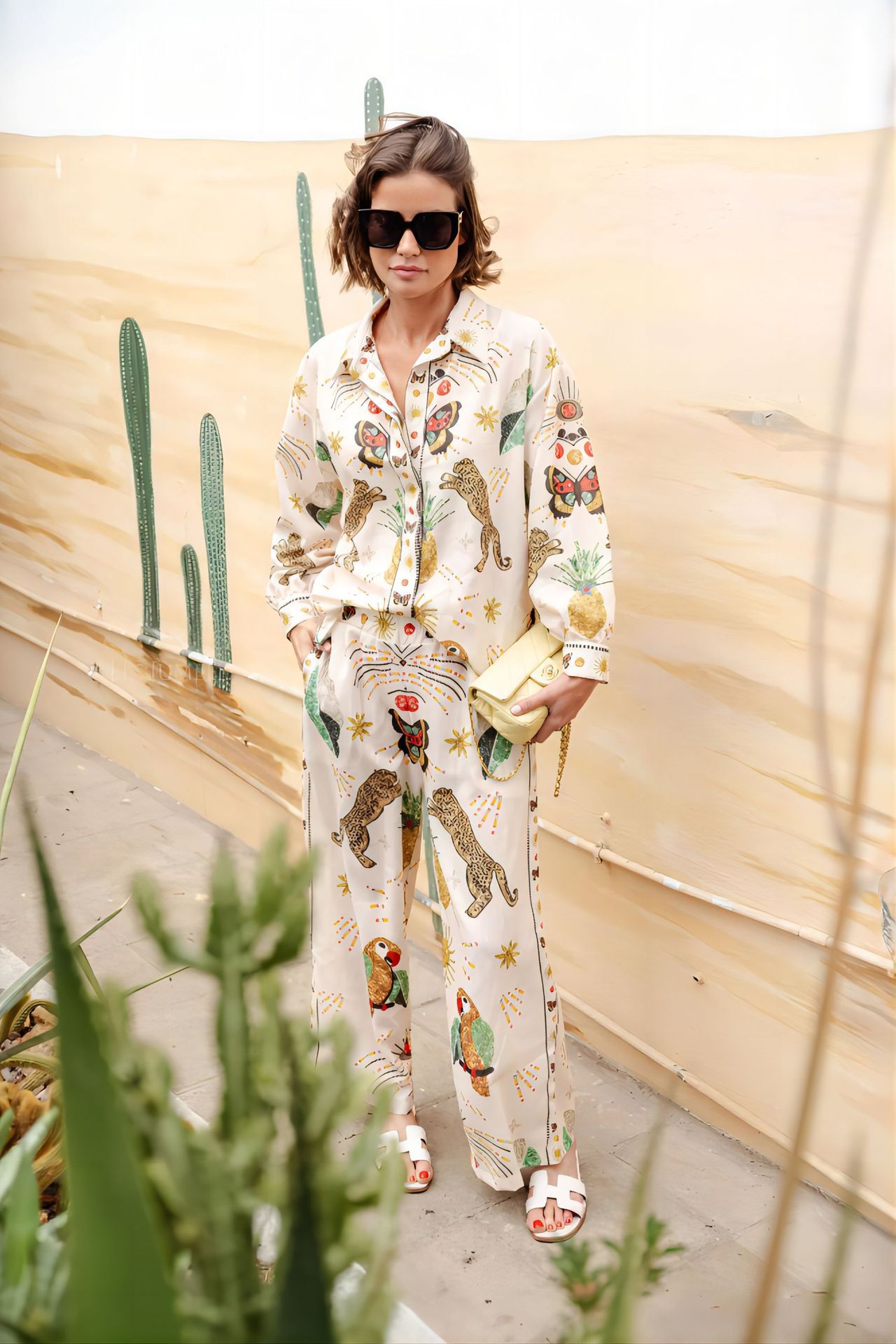 Personalized Printed Macaron Long Linen Sleeves Suits
