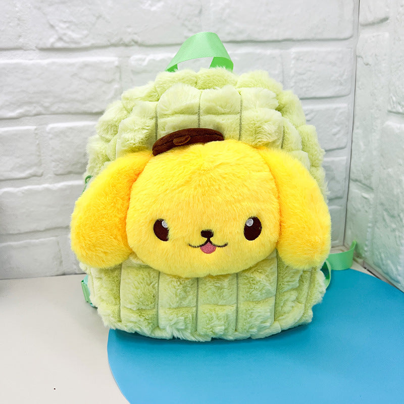 Plush Cartoon Plaid Cute Doll Clow Middle School Students' Schoolbags