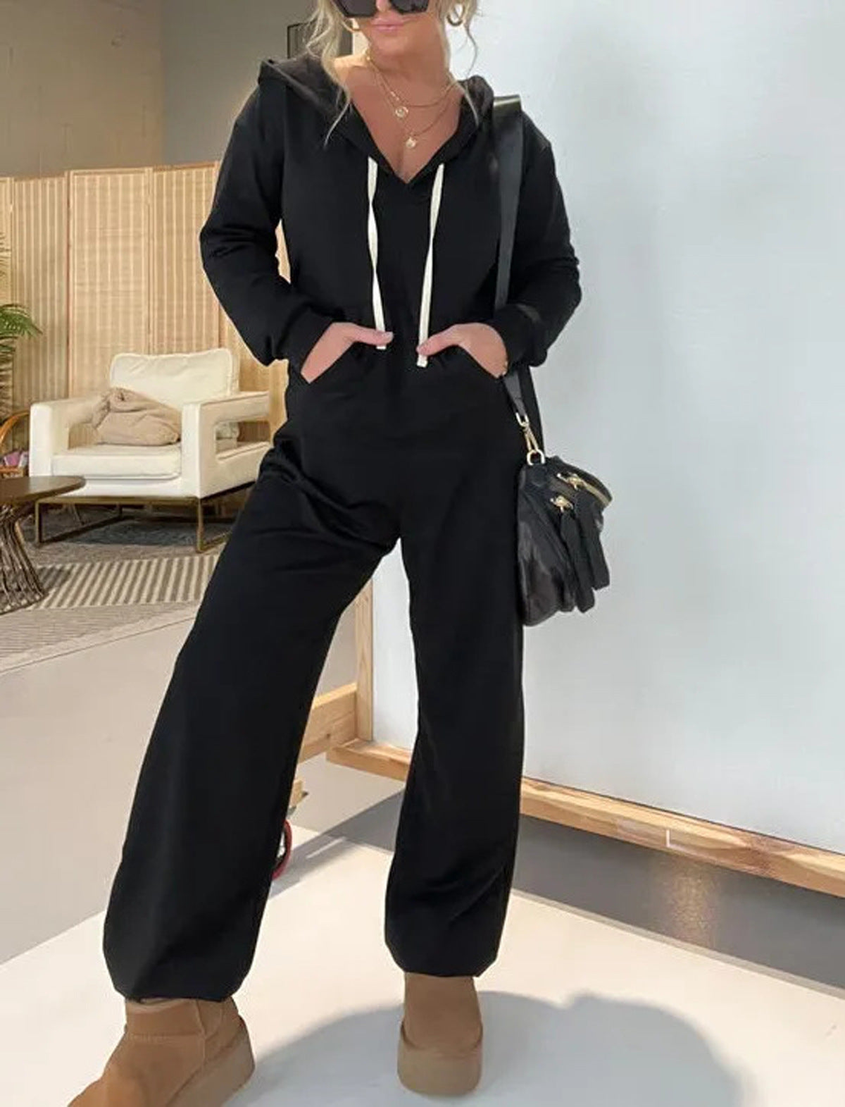 Women's Casual Fashion Solid Color Hoodie Women's Jumpsuit/clothing
