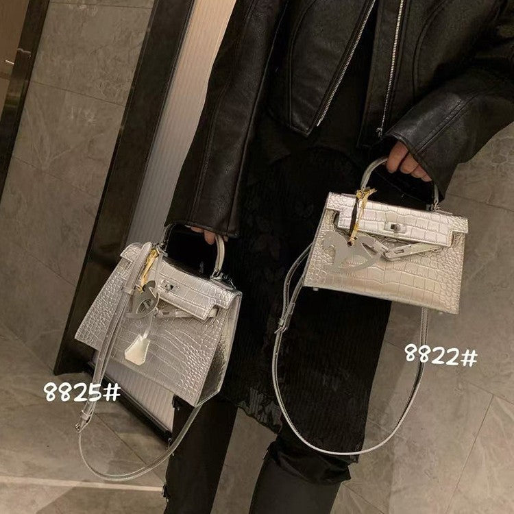 Women's Design Crocodile Pattern Portable Kelly Genuine Bags