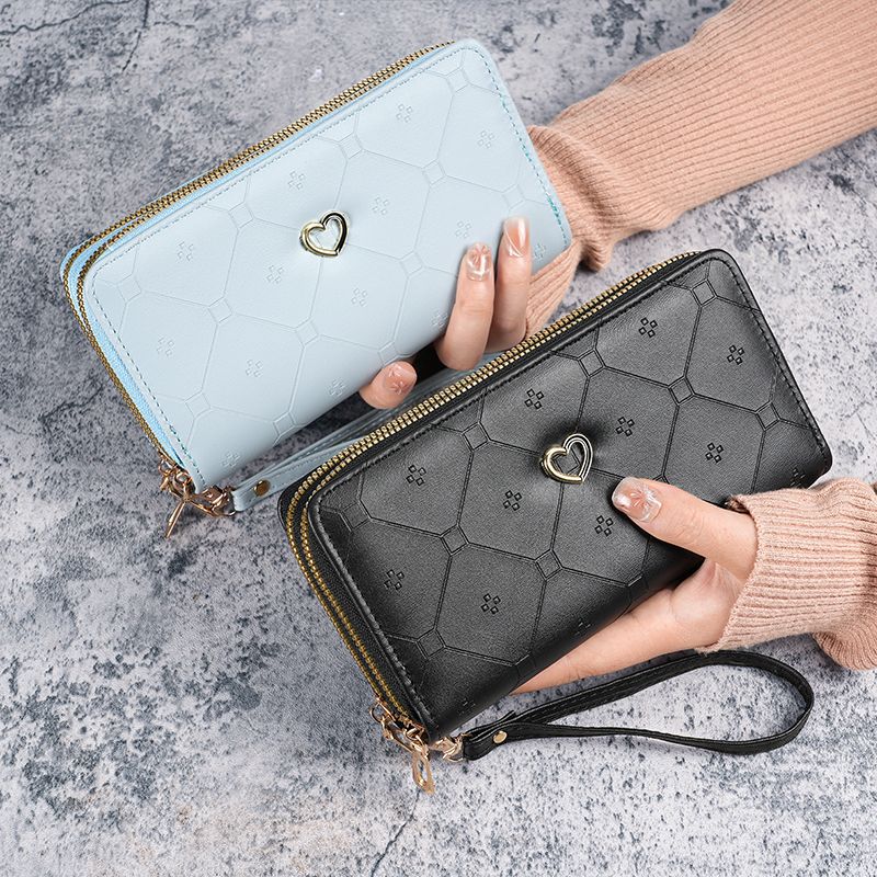 Personality Long Double Layer Zipper Affordable Handbags