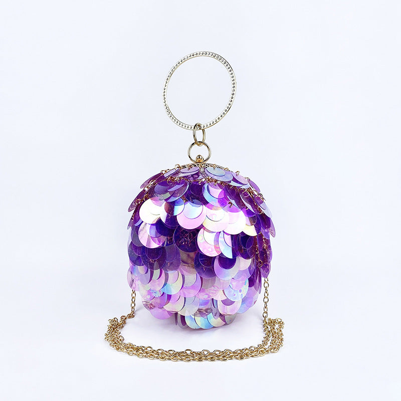 Women's Round Spherical Metal Handmade Sequined Evening Bags