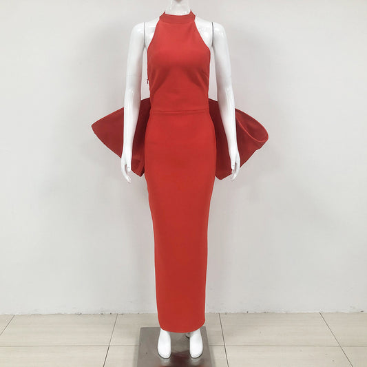 Women's Dress Plaid Big Bow Slim Bandage Dresses
