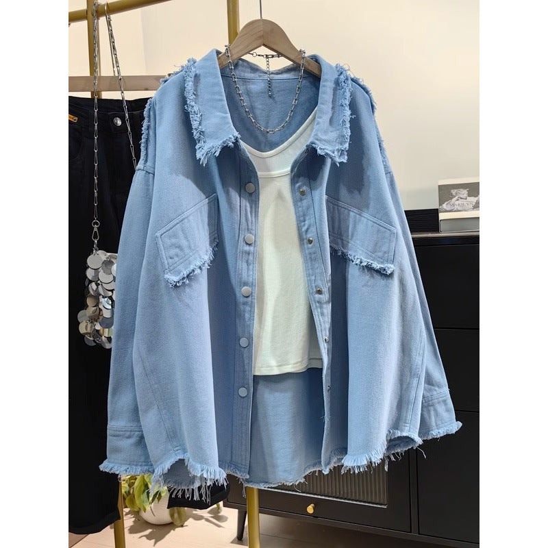 Edge Denim Shirt Korean Style Casual Jackets