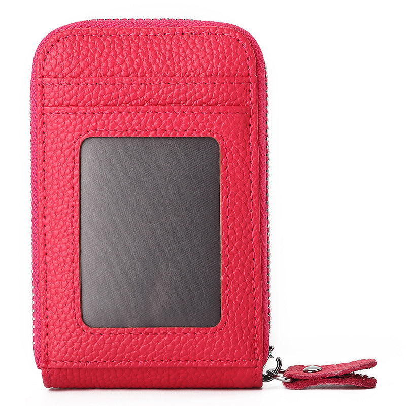 Fashion Solid Color Lychee Pattern Male Card Holder