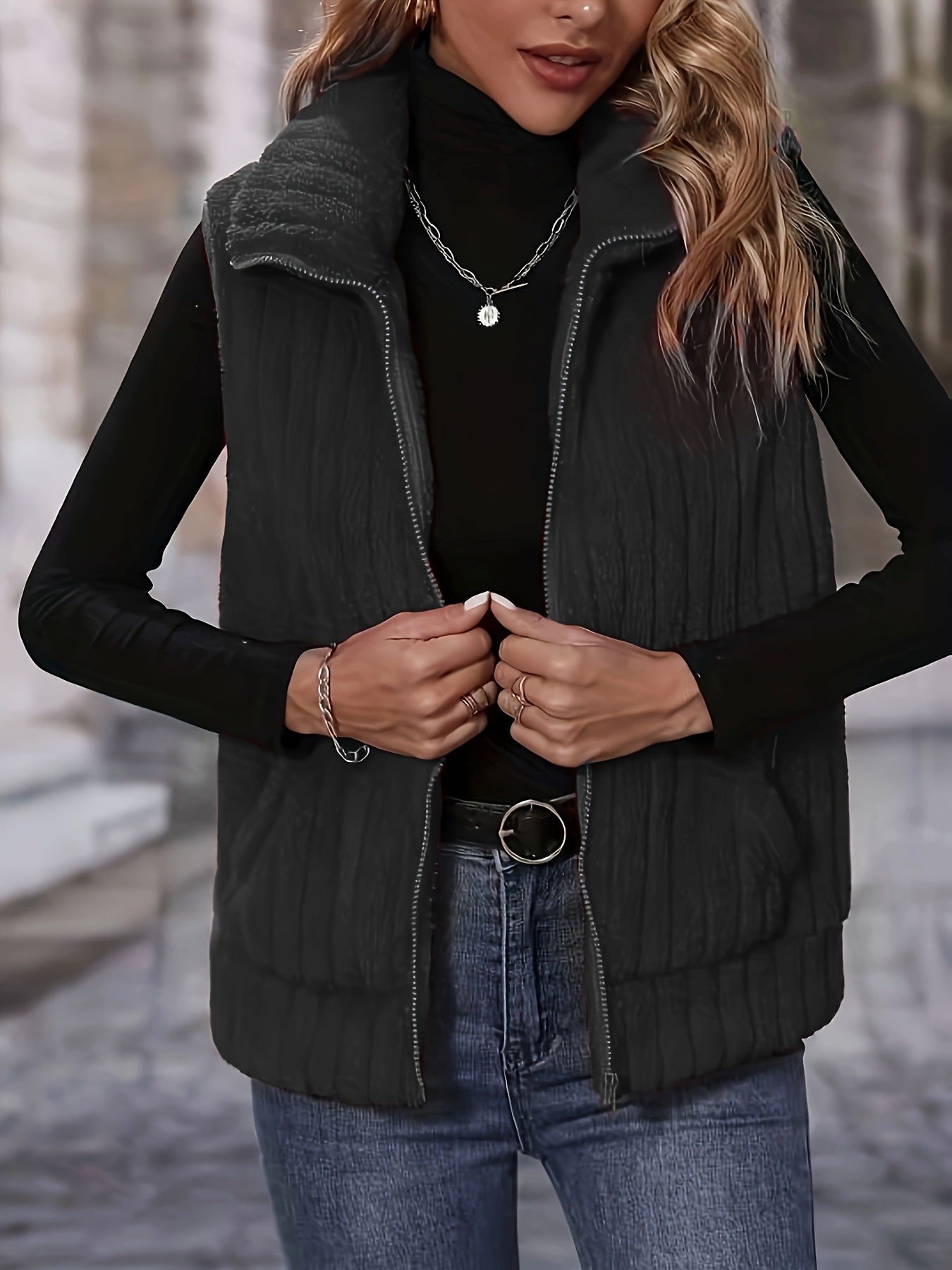Women's Fashion Temperament Plush Solid Color Female Women's Vest