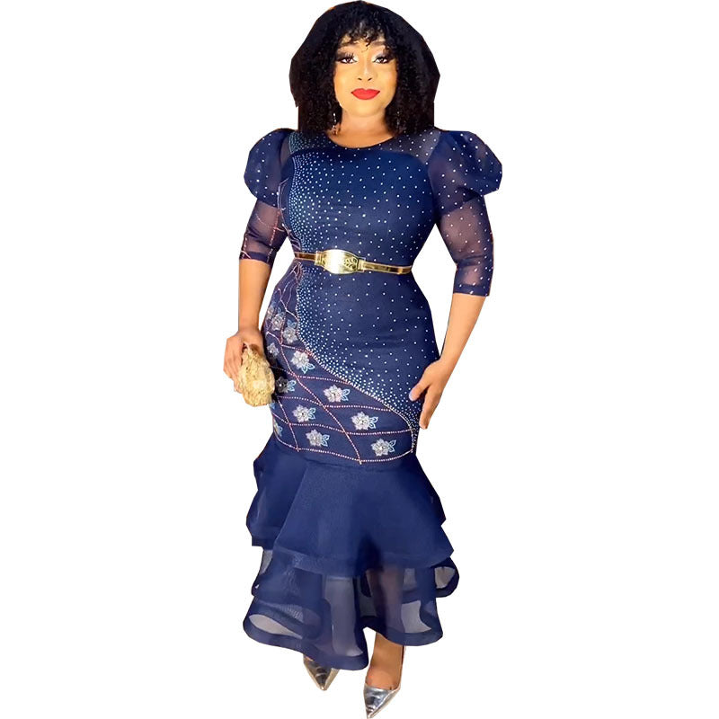 Creative African Fashion Sequined Dress Gown Dresses