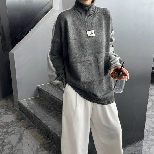 Pullover Loose Two-sided Wear Idle Style Large Version Outer Sweaters