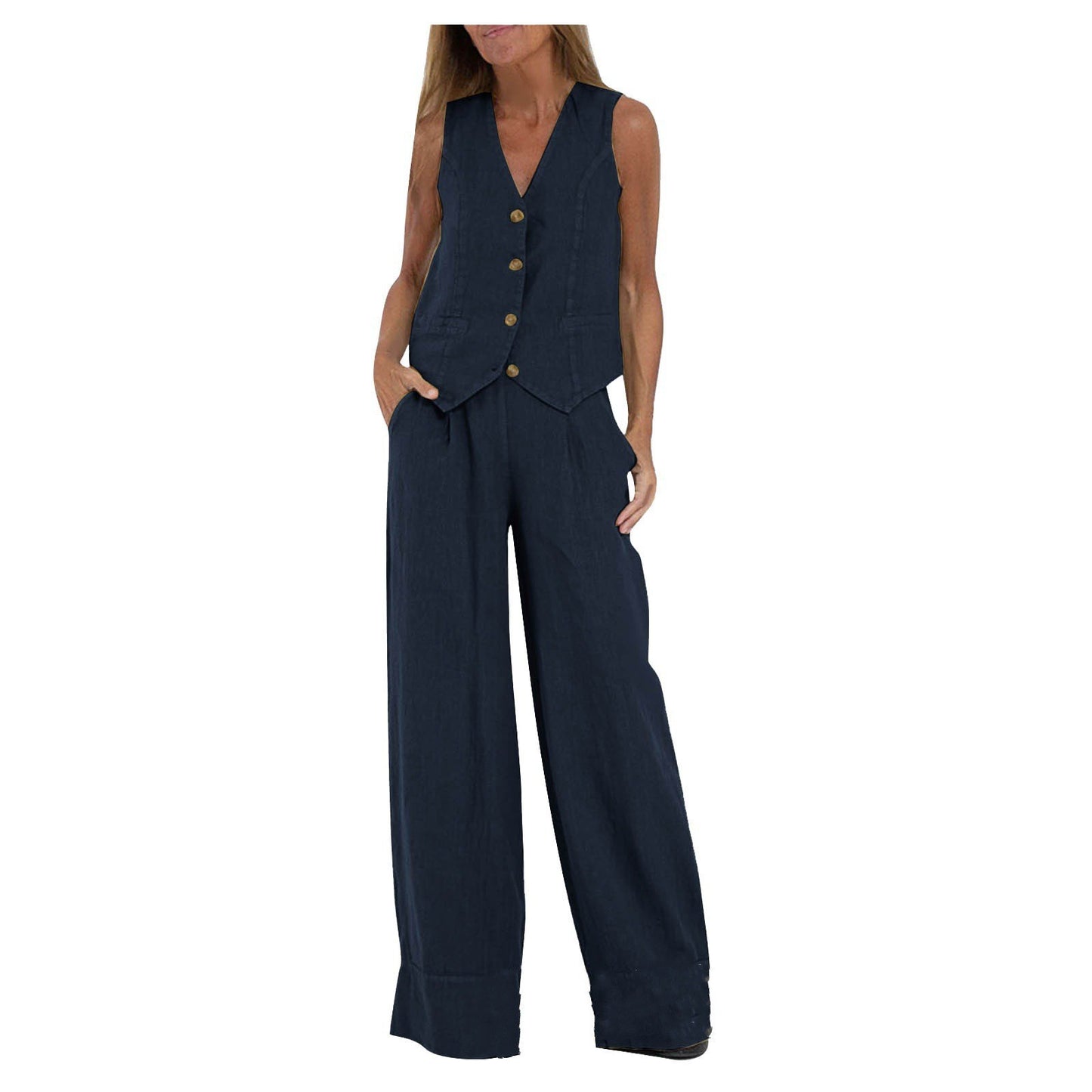 Trousers Patchwork Pure Sleeveless Color Temperament Fashion Casual Suit