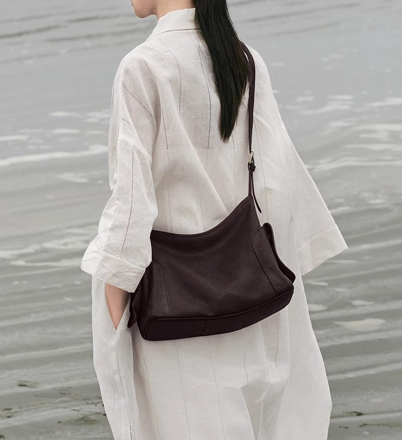 Women's Vegetable Tanned Calf Skin Large Capacity Shoulder Bags