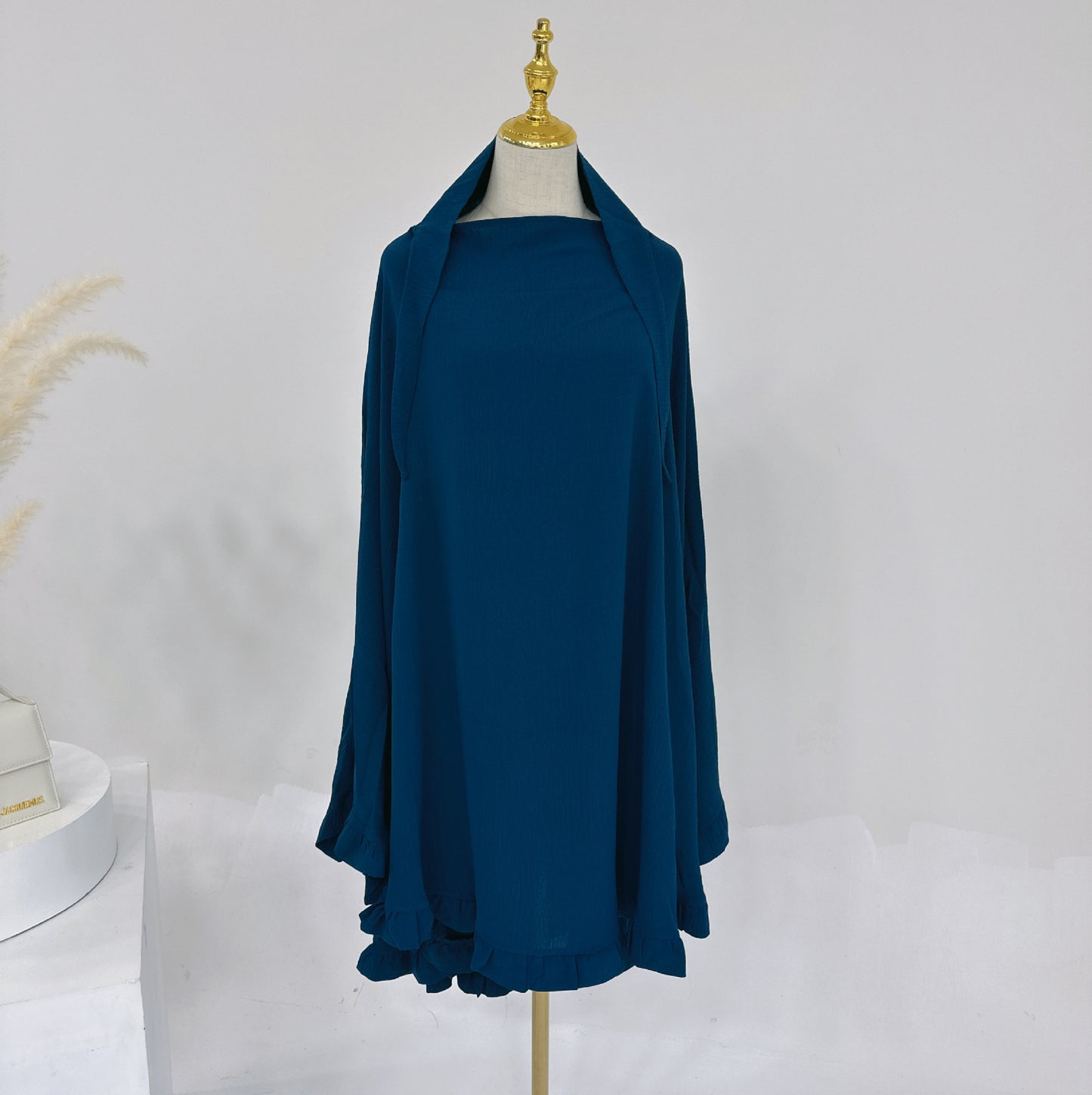 Pure Color Ruffles Big Swing Headscarf Dresses