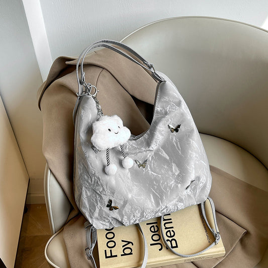 Soft Leather Large Capacity Butterfly Decorative Tote Bags