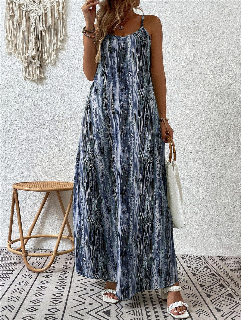 Popular Casual Women's Fashion Printing Slip Dress
