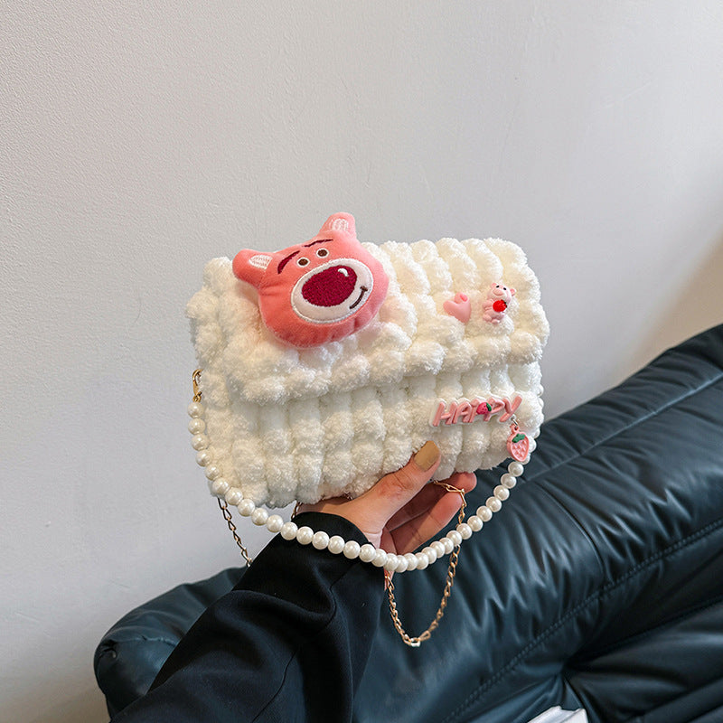 Bear Hand-woven Material Wool Homemade Cute Gift Crossbody Bags