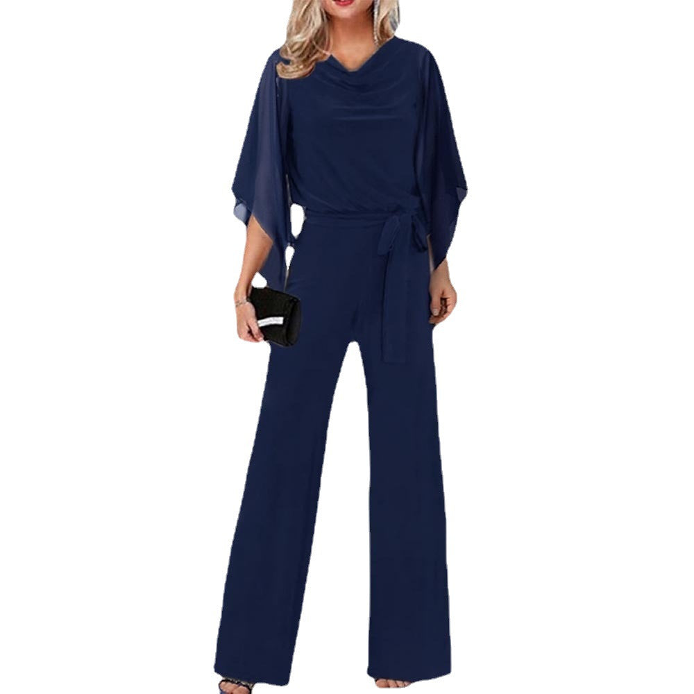 Women's Fashion Solid Color High Waist Lace Pants