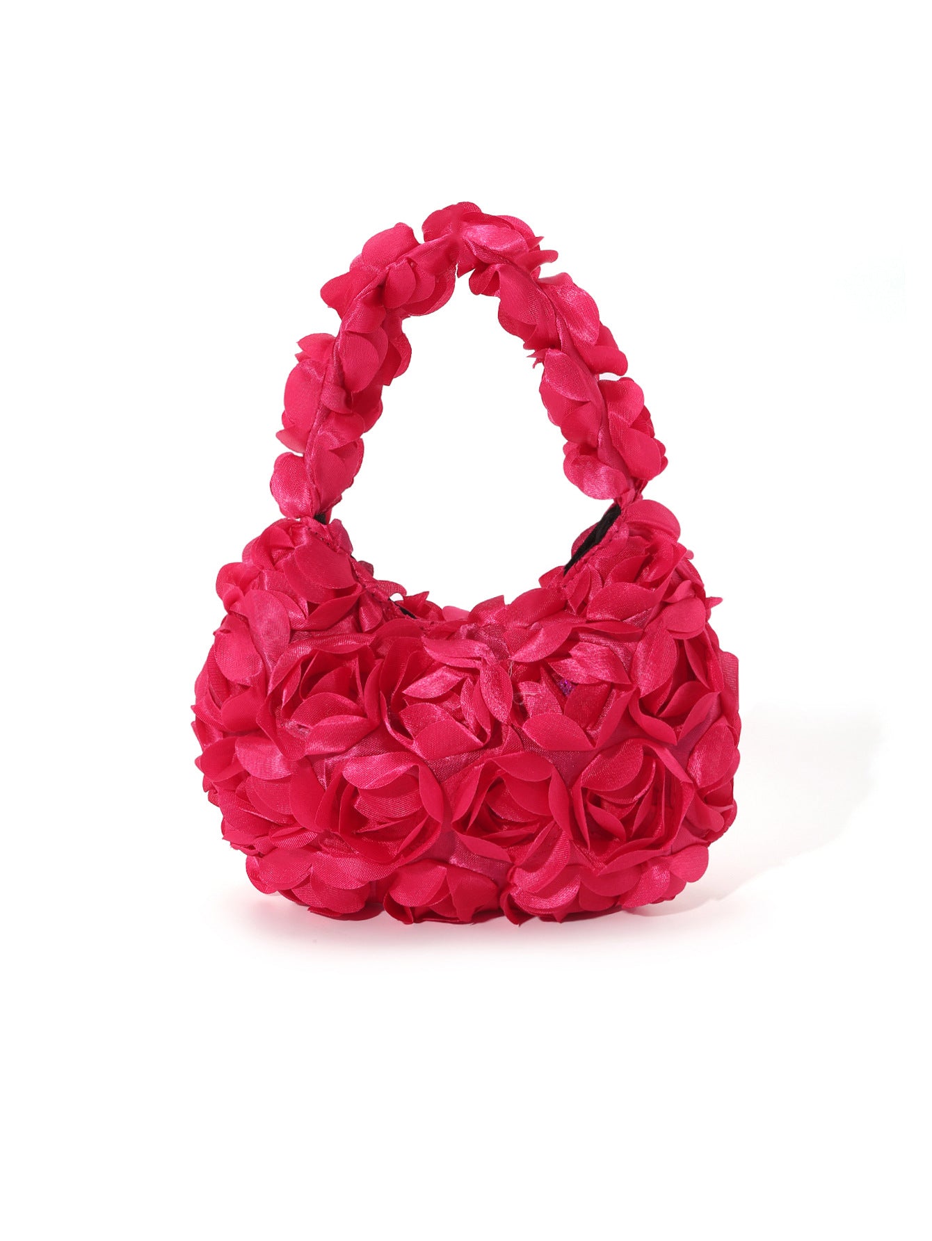 Women's Three-dimensional Rose Flower Sequins Selenodont Satin Evening Bags