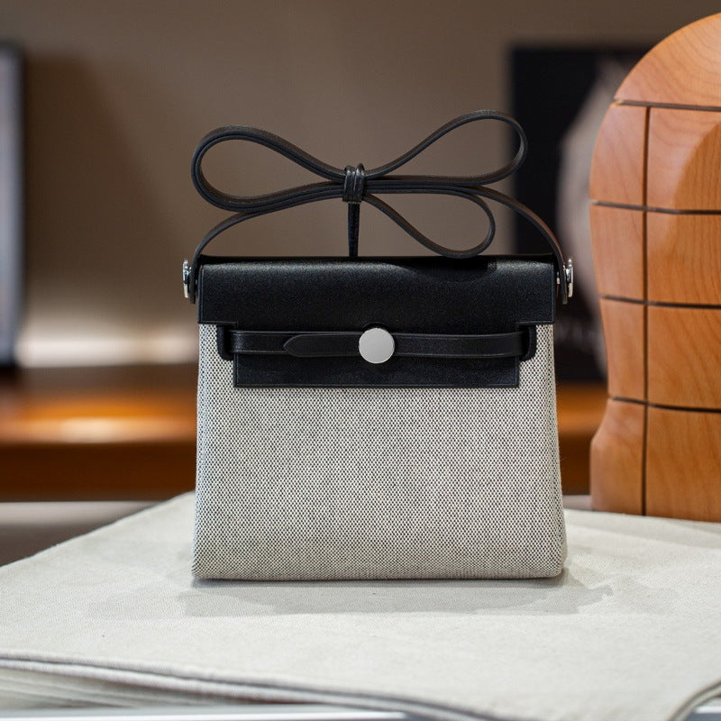 Graceful Elegant With Canvas Leather Mini Bags