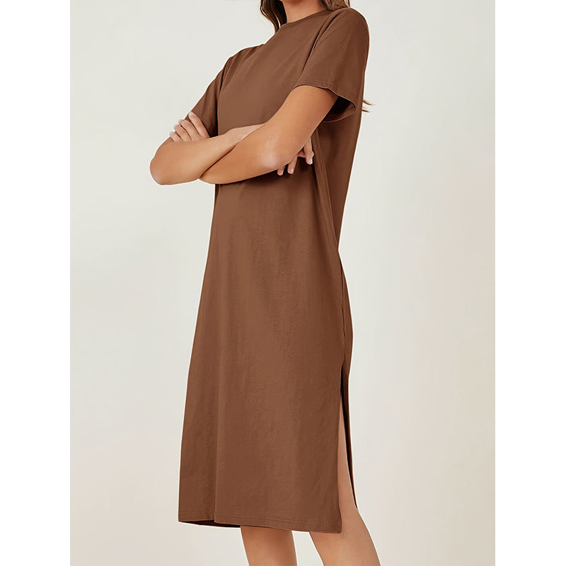 Women's Short-sleeved Summer Solid Color Cotton Inner Dress