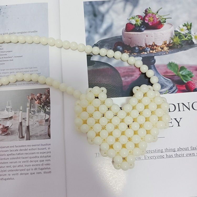 Beaded Peach Heart Beads Pearl Handmade Ya Crossbody Bags