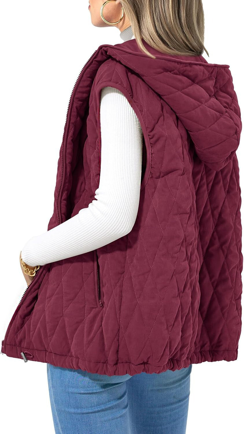 Ladies Hooded Waistcoat Lightweight Cotton Outer Vests
