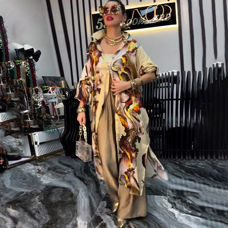 Personalized Printed Loose Wide Leg Two-piece Suits