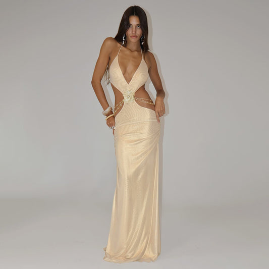 Elegant Street Hipster Deep V Halter Dresses