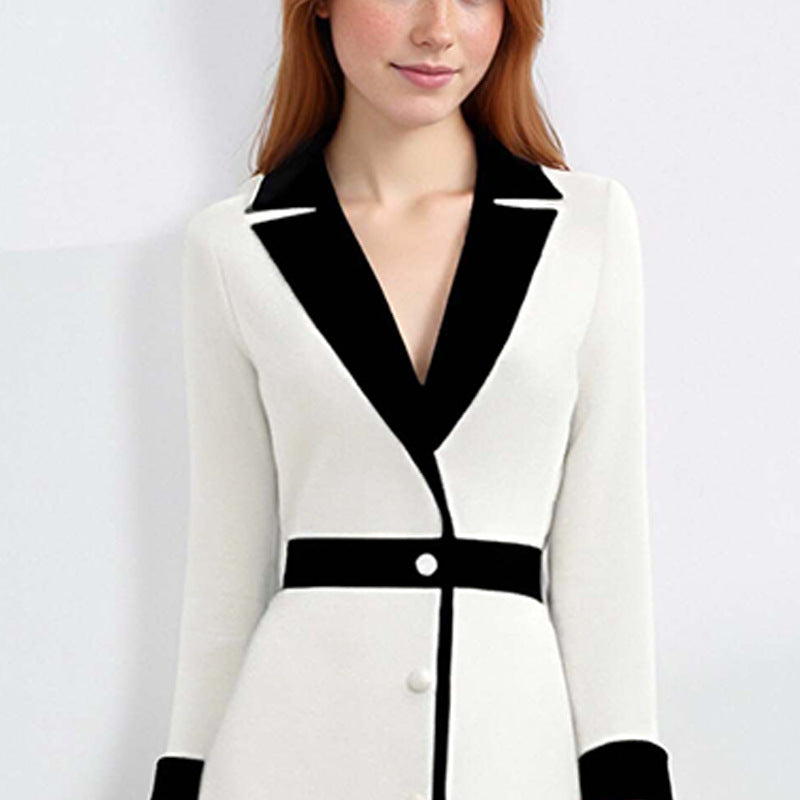 Contrast Colors Elegant Dress Temperament Commute Dresses