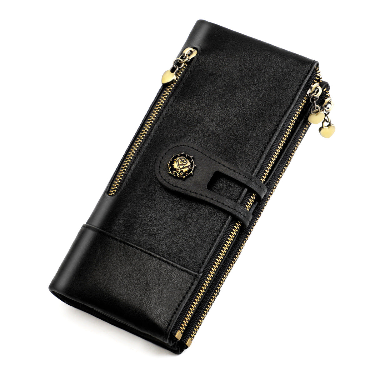 Women's Swiping Long Retro Leather Korean Fashion Ladies Wallets