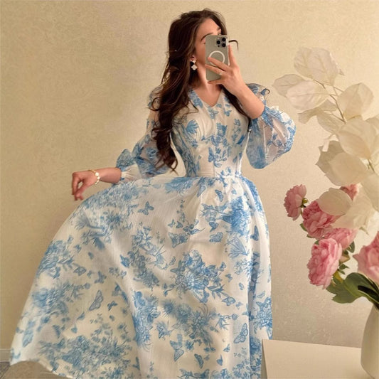 Summer High Waist Elegant French Slim Fit Long Dress