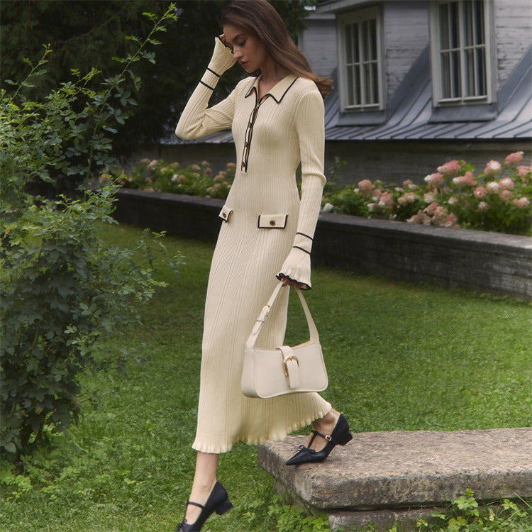 Entry Lux Ruffled Knitted Dress Woolen Skirts